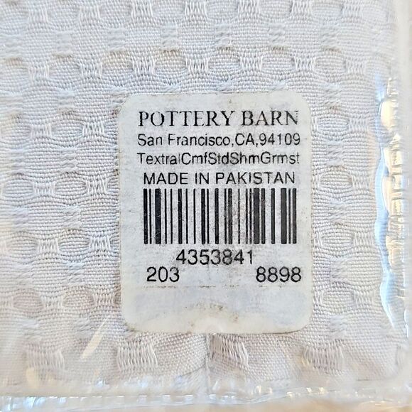 Pottery Barn Honeycomb Cotton Waffle Weave Standard Pillow Sham NEW Gray Mist - Picture 2 of 6